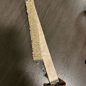 Elegant Gold and Cream Beaded Hairband